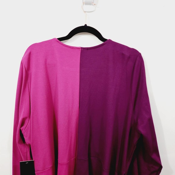 ELOQUII Colorblock Wrap Top Purple Fuchsia Stretch Knit NWT Womens Size Plus 24W - Picture 11 of 11